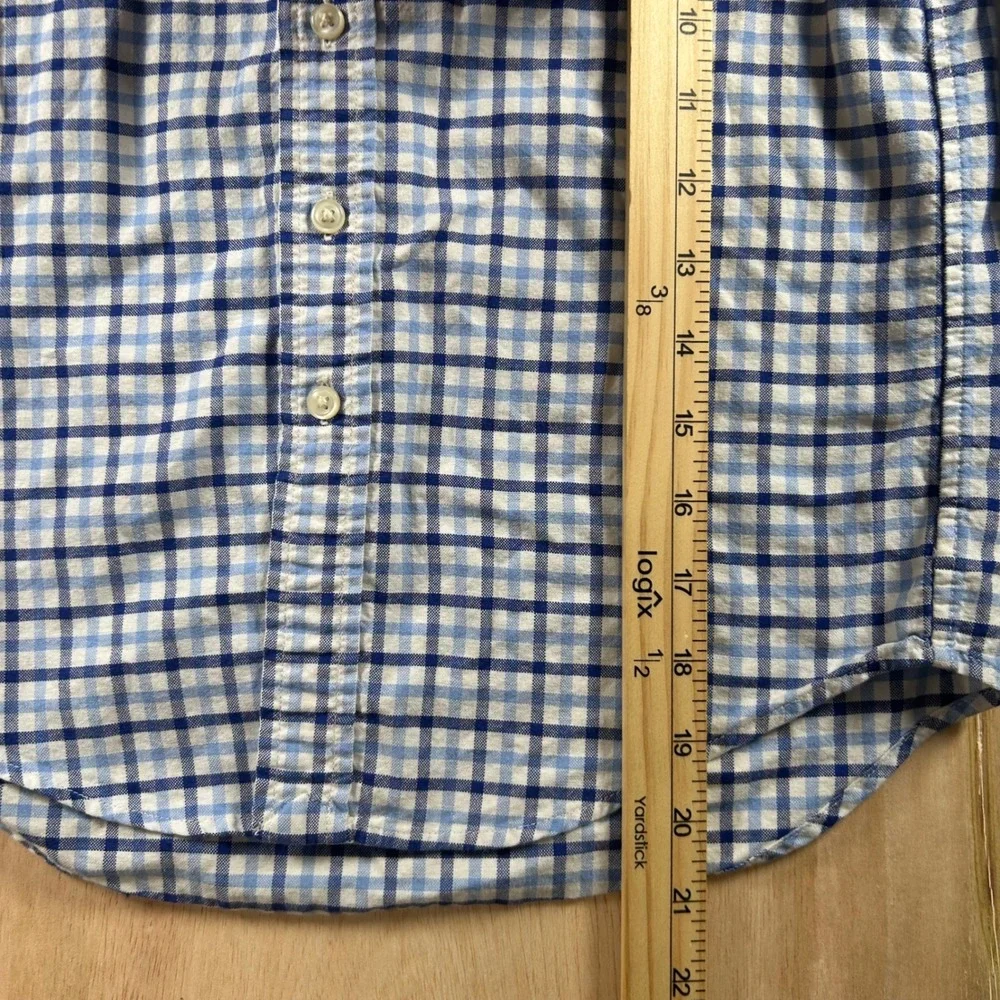 Ralph Lauren Boys Blue White Plaid Cotton Button Down Shirt Size S 8
